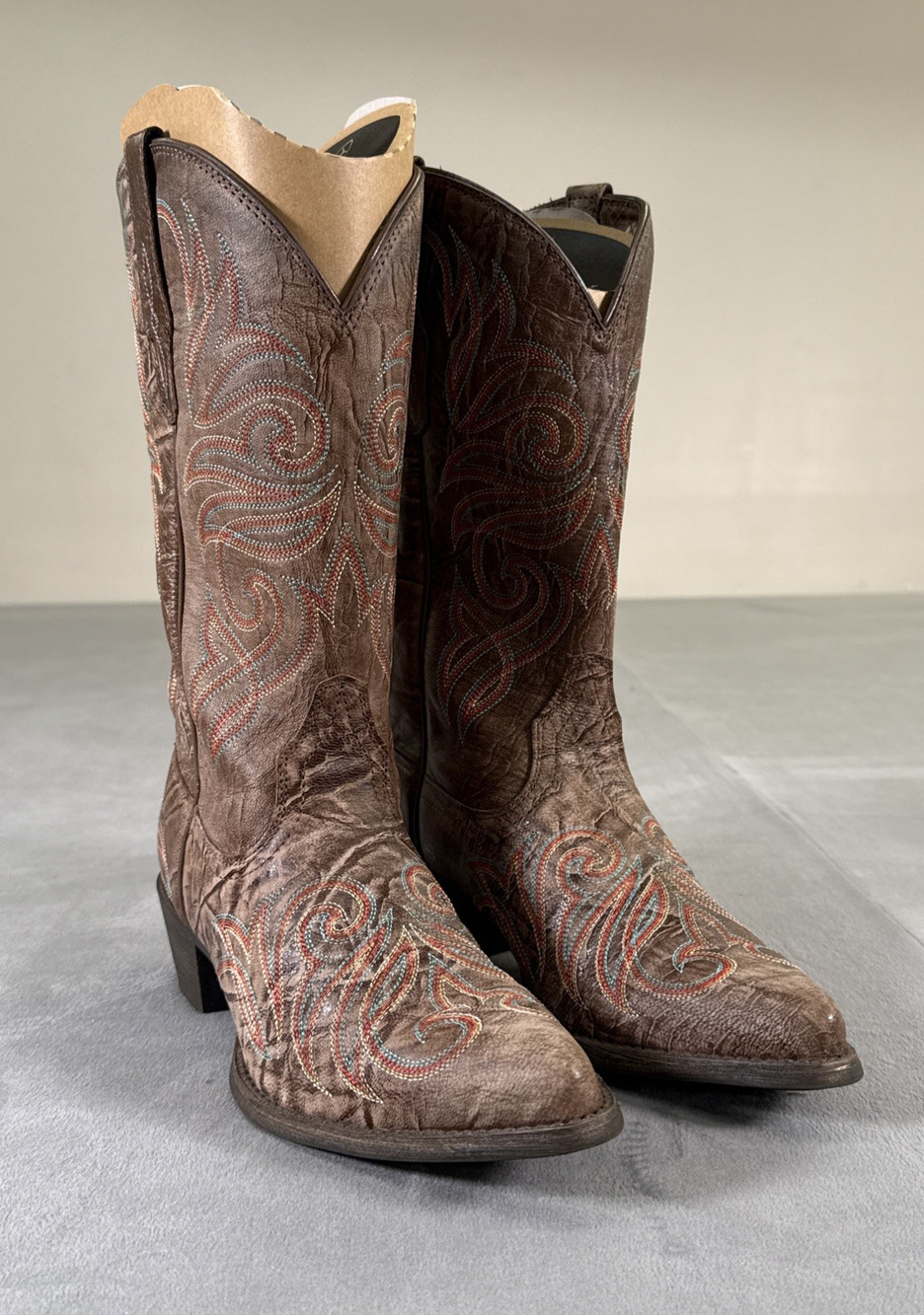 Womens Ariat Round Up J Toe Burnished Brown Leather Boots. SZ 8B. Bnfts Charity